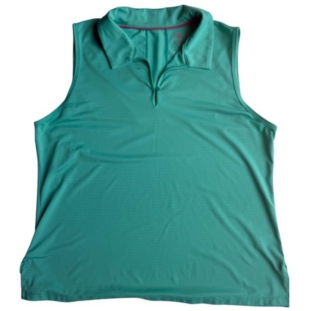 Lillie Green Womens Sleeveless Golf Polo Shirt Teal Striped XL